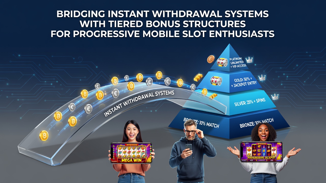 Progressive mobile slot screen displaying tiered bonuses synced with e-wallet withdrawal confirmations