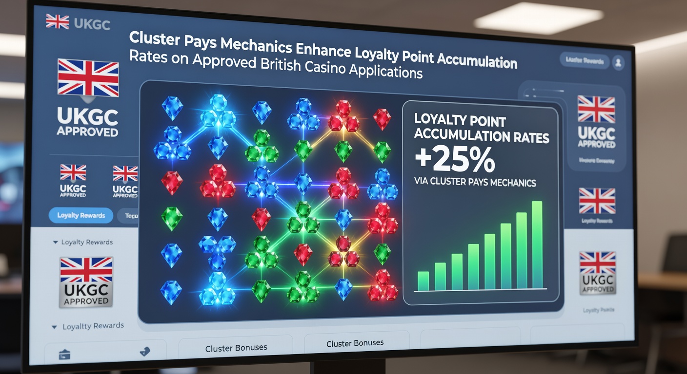 Loyalty dashboard on a UK casino app illustrating point increases after cluster wins