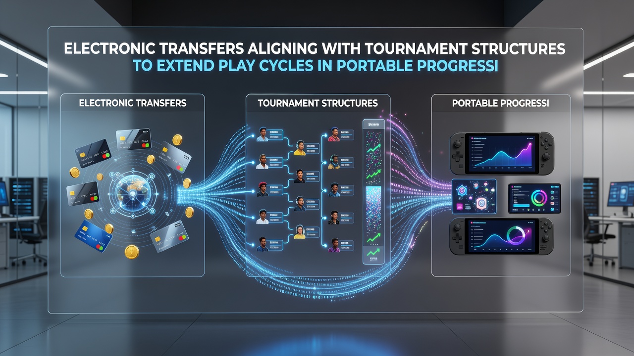 Mobile progressive gaming interface showing electronic transfer and tournament integration