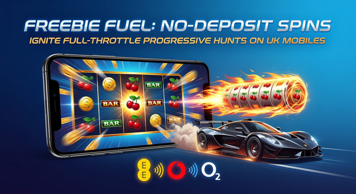 Vibrant mobile screen displaying a progressive jackpot slot with no-deposit free spins activating, symbols exploding in a cascade of potential wins on a UK casino app