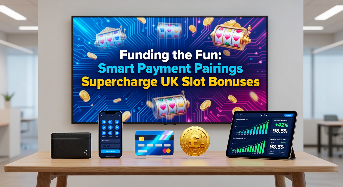 Dynamic infographic depicting payment flows merging with slot reels, highlighting bonus explosions and fast cashout arrows in a modern UK casino interface
