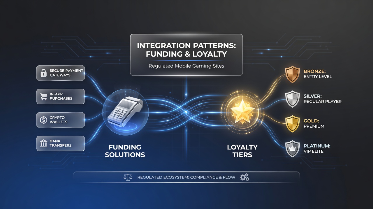 Mobile gaming interface showing payment options integrated with loyalty dashboard on a regulated platform