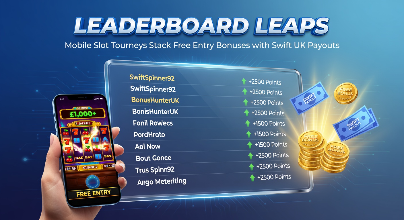 Vibrant mobile slot tournament leaderboard displaying top players climbing ranks with bonus icons adn payout notifications