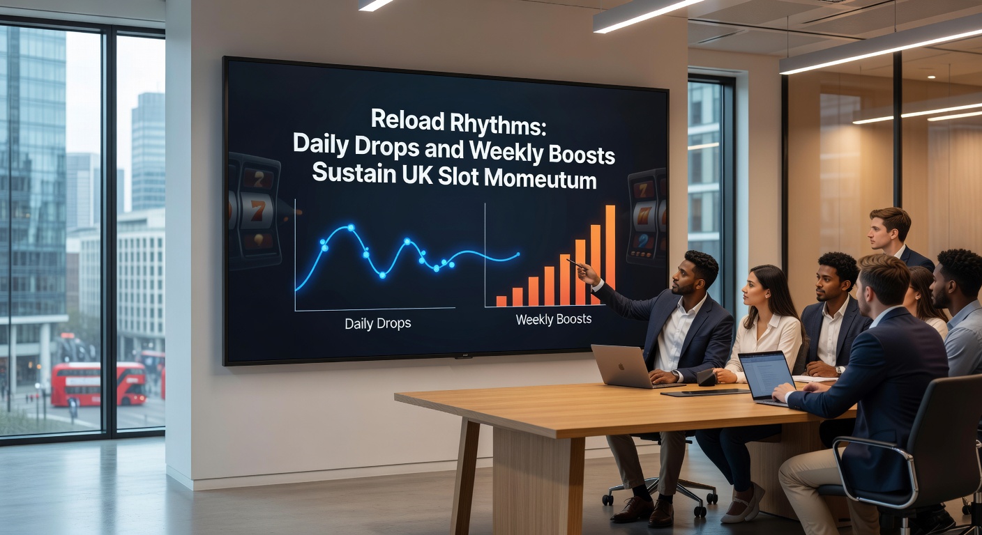 Dynamic graphic of a calendar highlighting daily drops and weekly boost peaks in UK slot promotions